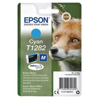 Epson T1282 Fox Cyan Standard Capacity Ink Cartridge 3.5Ml - C13T12824012 C13T12824012