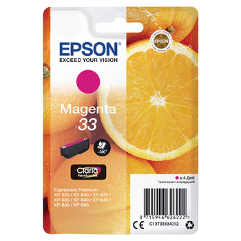 Epson 33 Oranges Magenta Standard Capacity Ink Cartridge 4.5Ml - C13T33434012 C13T33434012