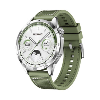 Huawei Watch Gt4 1.43 " Amoled 46 Mm Stainless Steel Green Woven Strap 55020BGV