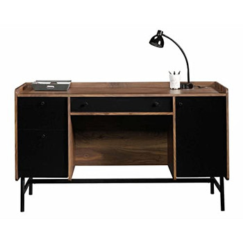 Hampstead Park Home Office Desk Walnut With Black Accent Panels And Frame - 5420 5420731