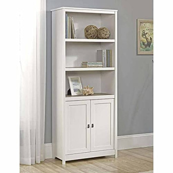 Shaker Style Bookcase With Doors White With Lintel Oak Finish - 5417593 - 5417593