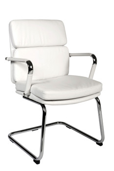 Deco Cantilever Retro Style Faux Leather Reception/Boardroom/Visitors Chair Whit 1101WH