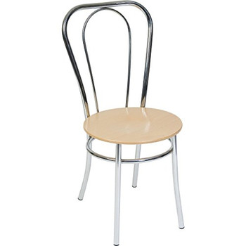Bistro Deluxe Chair Solid Wood Seat With Chrome Frame Each - 6450 - 6450