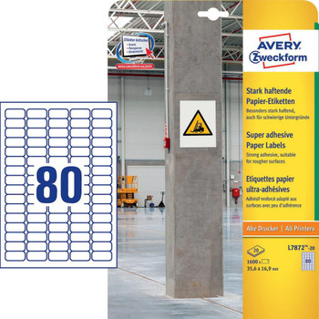 Avery L7872-20 Self-Adhesive Label Rectangle L7872-20