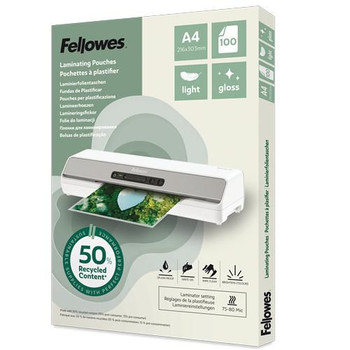Fellowes 100142987 Laminator Pouch 100 PcS 100142987