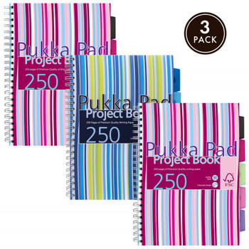 Pka A4 Project Book FSC Mix Pack of 3 PROBA4