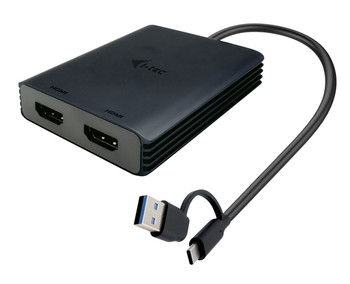 I-Tec Usb-A/Usb-C Dual 4K/60 Hz Hdmi Video Adapter. Cable Length: 0.27 M Connect CADUAL4KHDMI