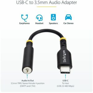 Startech 5In 12.7Cm Usb-C Audio Adapter To 3.5Mm Headphone/Headset Jack Usb Type USBCAUDIO2
