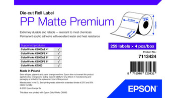 Epson 7113424. Product Colour: White Label Type: Self-Adhesive Printer Label Typ 7113424