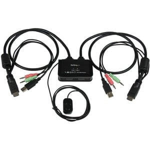 Startech 2 Port Usb Hdmi Cable Kvm Switch With Audio And Remote Switch Usb Power SV211HDUA