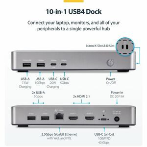 Startech Dual-Monitor Usb4 Docking Station Dual 4K 120Hz Or Single 8K 60Hz Hdmi 155UE-USB4-DOCK