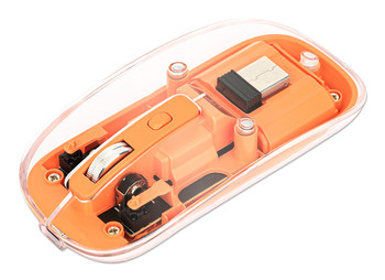 Manhattan Transparent Rechargeable Wireless Mouse Clear/Orange Adjustable 800/12 190282
