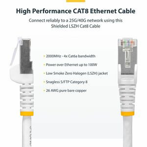 Startech 12 M Category 8 Network Cable 1 Cable for Network Device Switch Access NLWH-12M-CAT8-PATCH