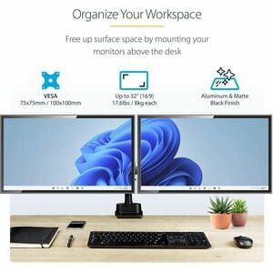 Startech Desk Mount Dual Monitor Arm Height Adjustable Monitor Mount for 2X Vesa ARMDUALPIVOT