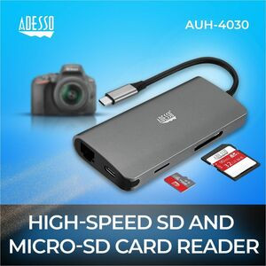 Adesso AUH-4030 Usb Type C Docking Station for Projector Tv Charging Capability AUH-4030