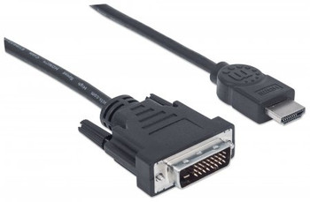 Manhattan Hdmi To Dvi-D 24+1 Cable 2M Male To Male Black Dual Link Compatible Wi 355742