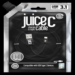 Juice 2 M Usb/Usb-C Data Transfer Cable for Charger Computer Mobile Phone Hard D CABLETYPEC2MRNDBLK