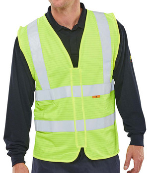 Beeswift Fire Retardant Hi-Vis Vest Saturn Yellow Size XXL CFRWCSYXXL