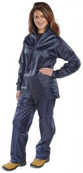 Beeswift Nylon Weatherproof Suit Navy Blue Size XXL NBDSNXXL