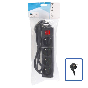LOGON PROFESSIONAL LPS050 4-WAY POWER STRIP: BLACK - LPS050