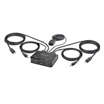 StarTech.com 2-Port USB-C Cable KVM Switch 4K 60Hz DisplayPort Output Compact KV C2-D46-UC2-CBL-KVM