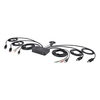 StarTech.com 2-Port Dual-Monitor DisplayPort Cable KVM Switch 4K 60Hz Compact KV C2-DD46-UA2-CBL-KVM