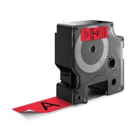Dymo 53717 24mm x 7m Black on Red Tape 53717