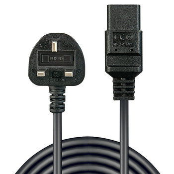 Lindy 2M  3 Pin Plug To Iec C19 Power Cable. Black 2 M Power Plug Type G C19 C 30459