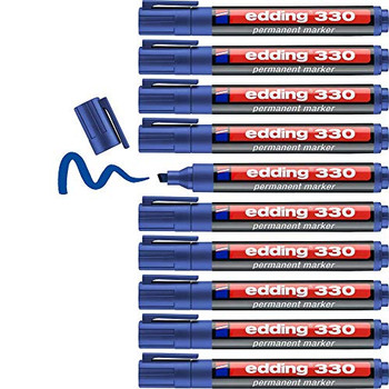 edding 330 Permanent Marker A8 Blue Box of 10 EDD330003