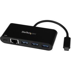 Startech 3 Port Usb-C Hub With Gigabit Ethernet & 60W Power Delivery Passthrough HB30C3AGEPD