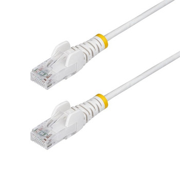 StarTech.com 2.5m White Slim CAT6 Ethernet Cable Snagless 100W PoE UTP LSZH 28AW N6PAT250CMWHS