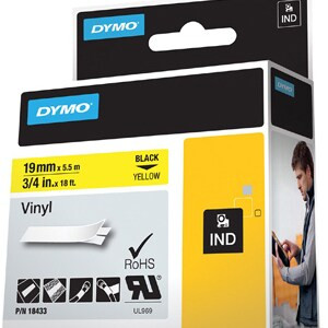 Dymo Ind Vinyl Labels. Label Colour: Black On Yellow Product Colour: Multicolour 18433