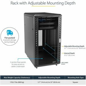 Startech 4-Post 32U Server Rack Cabinet 19" Data Rack Cabinet for Computer / It RK3236BKF