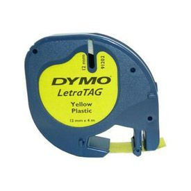 Dymo 91202 12mmx4m Black On Yellow Plastic Tape 91202
