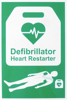 Click Medical External Defibrillation Sign Rigid Plastic Green Size 20X30CM CM1328