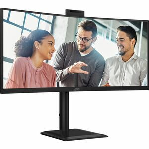 Aoc CU34E4CW 34" Class Webcam Uw-Qhd Curved Screen Led Monitor 21:9 Black 86.4 C CU34E4CW