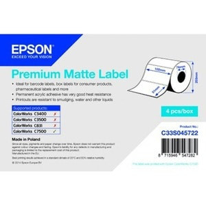 Epson Premium Matte Label Die-Cut Roll: 102Mm X 51Mm 2310 Labels. Product Colour C33S045722