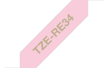 Brother TZE-RE34 label-making tape Gold on Pink TZERE34