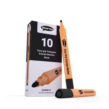 Show-Me Triangular Whiteboard Pens Black Box 10 - EGWM10 EGWM10