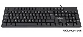 Manhattan Keyboard  Usb Wired Standard Qwerty Layout Black Full Size Keys Cabl 179324-UK