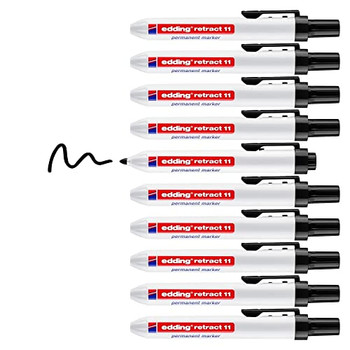 edding 11 Retract Permanent Marker Black Box of 10 EDD11001