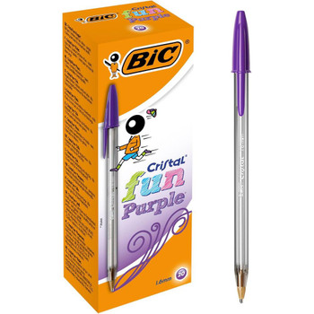 Bic Pack of 20 Cristal Fun Purple Ballpoint Pen 1.6mm Tip 929055