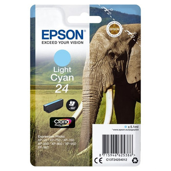 Epson Elephant Singlepack Light Cyan 24 Claria Photo HD Ink C13T24254012