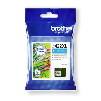 Brother LC422XLC 1500 Page High Yield Cyan Ink Cartridge LC422XLC