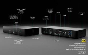 I-Tec Universal Intelligent Dual Display Docking Station + Power Delivery 100W. CAINTGDUAL4KDOCPDUK