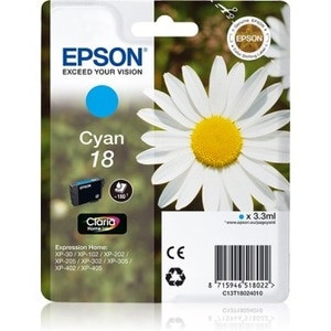 Epson Daisy Singlepack Cyan 18 Claria Home Ink. Cartridge Capacity: Standard Yie C13T18024012