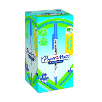 Paper Mate 2187702 Kilometrico Recycled Blue Ball Pen pack of 50 pens 2187702