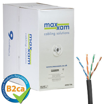 Cablenet Cat6 Black U/UTP LSOH 24AWG Solid CPR B2ca Cable 305m Reel in Box XX60004BK