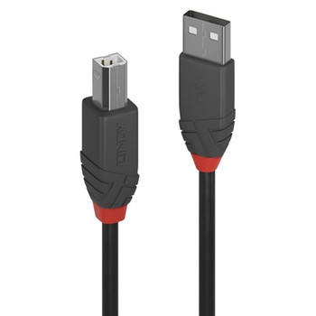 Lindy 36675 Anthra Line Usb Cable Usb 2.0 Type-A M To Usb 2.0 Type-B M 5M Black 36675
