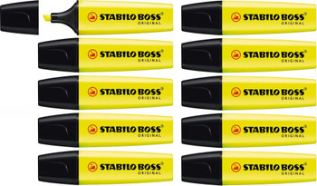 Stabilo BOSS ORIGINAL Highlighter Box of 10 Yellow BOSSHIGH10YLW
